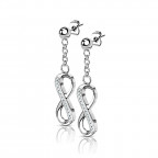 Visiace oceľové náušnice nekonečno