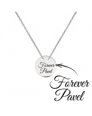 Oceľový náhrdelník s guľatou doštičkou