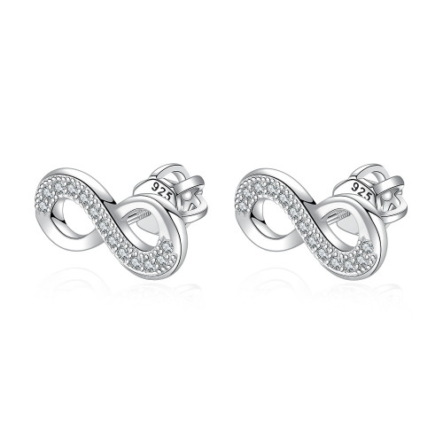 Strieborné skrutkovacie náušnice nekonečno