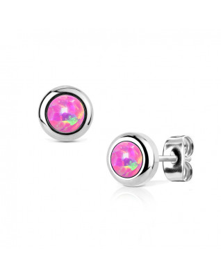 Oceľové náušnice s opálmi 4 mm