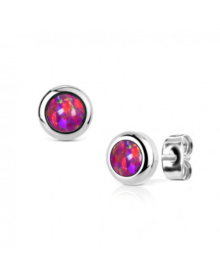 Oceľové náušnice s opálmi 4 mm