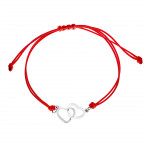 Červený textilný náramok s prepojenými srdiečkami