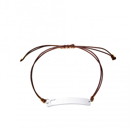 Hnedý textilný náramok - doštička so srdiečkom