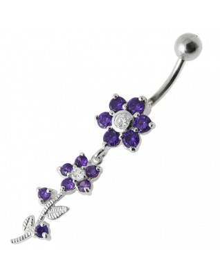 Strieborný piercing do pupku - kvietka
