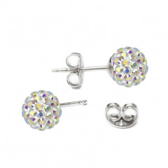 Strieborné náušnice guličky Crystals from Swarovski® AB
