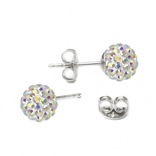 Strieborné náušnice guličky Crystals from Swarovski® AB