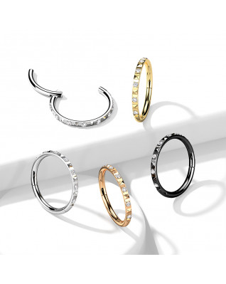 Segment kruh so zirkónmi - helix / cartilage / tragus piercing 1,2 x 8 mm