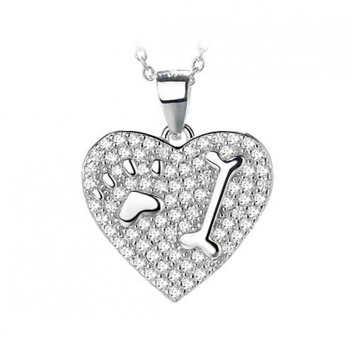 Strieborný prívesok - srdce s tlapičkou