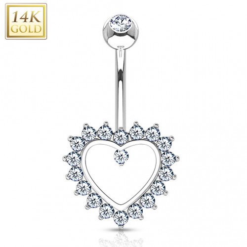 Zlatý piercing do pupka - srdiečko Au 585/1000