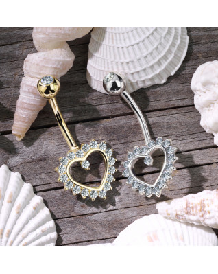 Zlatý piercing do pupka - srdiečko Au 585/1000