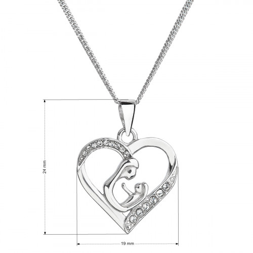 Strieborný náhrdelník matka a dieťa so Swarovski kryštálmi