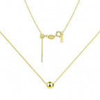 Pozlátený strieborný štvorcový náhrdelník s guličkou 6 mm