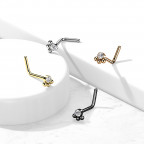 Zahnutý piercing do nosa so zirkónom