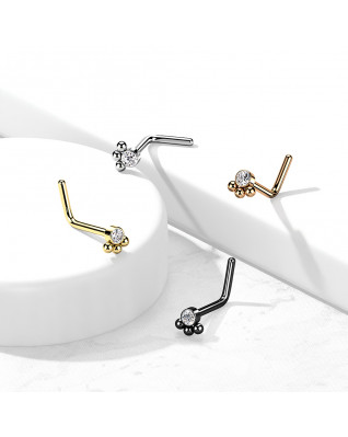 Zahnutý piercing do nosa so zirkónom