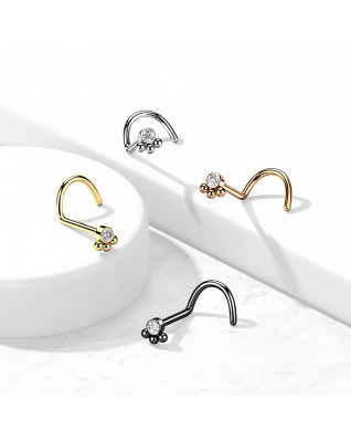 Zahnutý piercing do nosa so zirkónom