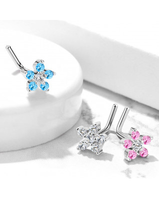 Zahnutý piercing do nosa, kvietka