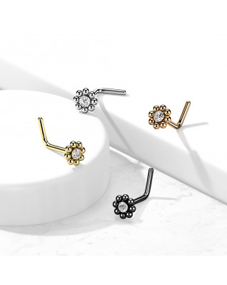 Zahnutý piercing do nosa - kvietka