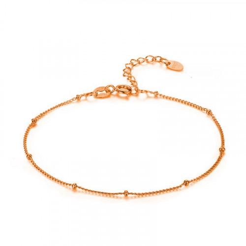 Pozlátený strieborný náramok na nohu s drobnými guličkami