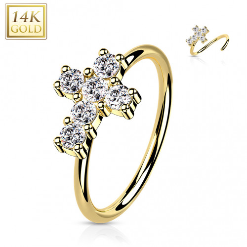 Zlatý piercing do nosa kruh, 0,8 x 8 mm, Au 585/1000