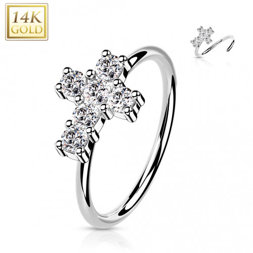 Zlatý piercing do nosa kruh, 0,8 x 8 mm, Au 585/1000