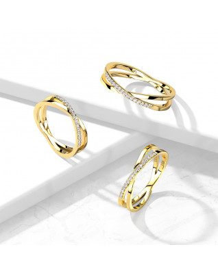 Oceľový prsteň s čírymi zirkónmi