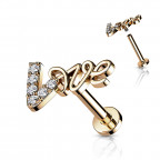 Pozlátený piercing do brady Love