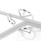 Oceľový prsteň špička s čírymi zirkónmi