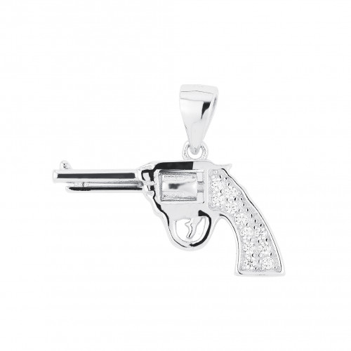 Strieborný prívesok revolver