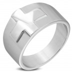 Pánsky oceľový prsteň - kríž, veľ. 64