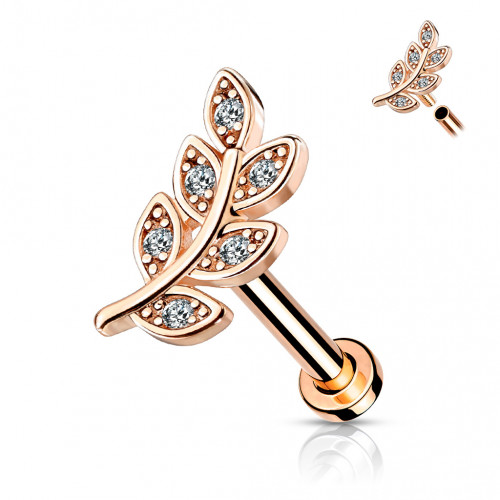 Pozlátený piercing do brady - vetvička