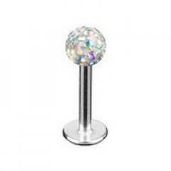 Piercing do brady - labreta - SWAROVSKI® elements, dúhové kryštály
