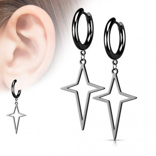 Čierne oceľové náušnice s krížikmi