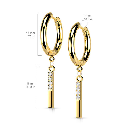 Pozlátené visiace oceľové náušnice