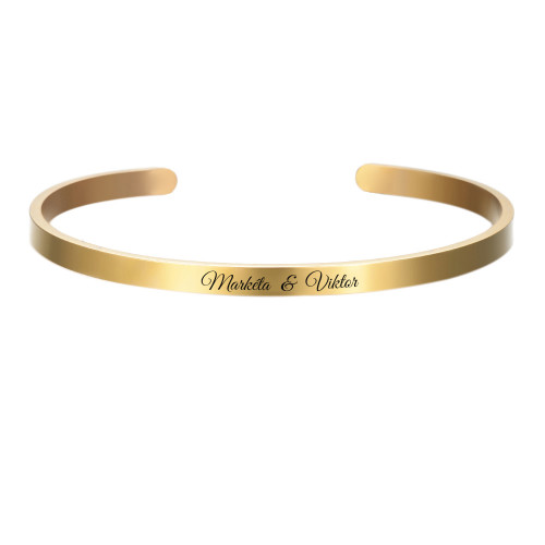 Oceľový náramok s rytinou textu, šírka 4 mm