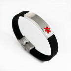 Kaučukový zdravotný náramok s rytinou zdravotných údajov