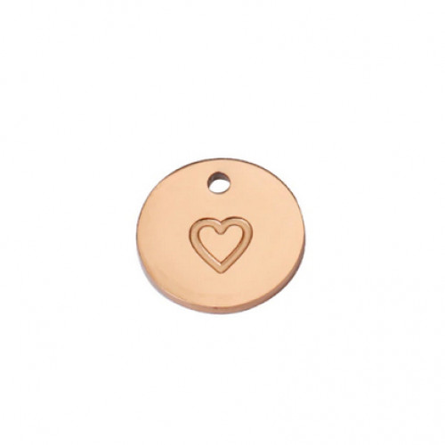 Pozlátený oceľový prívesok - koliesko so srdiečkom