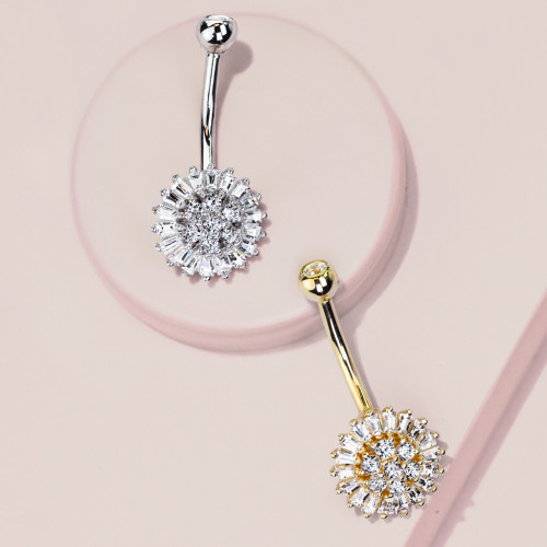 Zlatý piercing do pupka - kvietka, Au 585/1000