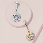 Zlatý piercing do pupku - kvietka, Au 585/1000