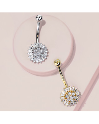 Zlatý piercing do pupku - kvietka, Au 585/1000