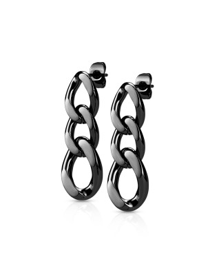 Čierne visiace reťazové oceľové náušnice