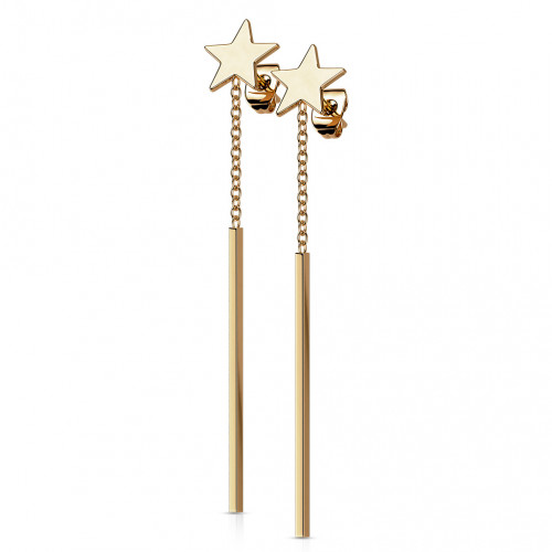Pozlátené visiace oceľové náušnice s hviezdou