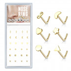 Súprava 24 pozlátených piercingov do nosa