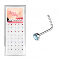 Súprava 40tich piercingov do nosa, 2,5mm zirkón, hr. 0,8 mm