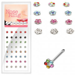 Súprava 40tich piercingov do nosa, 4mm kytička, hr. 0,8 mm