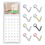 Súprava 40tich piercingov do nosa, 2,5mm kameň, hr. 0,8 mm