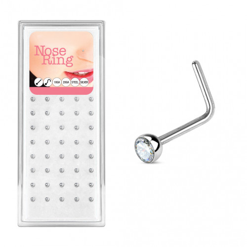 Súprava 40tich piercingov do nosa, 2,5mm zirkón, hr. 0,8 mm