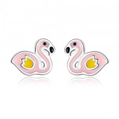 Detské strieborné náušnice plameniaky