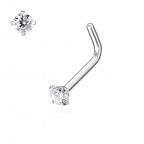 Zahnutý piercing do nosa, číry kamienok