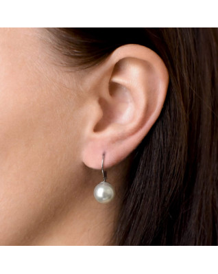 Strieborné náušnice s perlou Preciosa® White