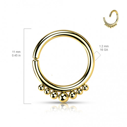 Pozlátený piercing kruh 1,2 x 8 mm